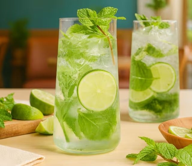 Fresh Mint Lime Sparkler Beverage